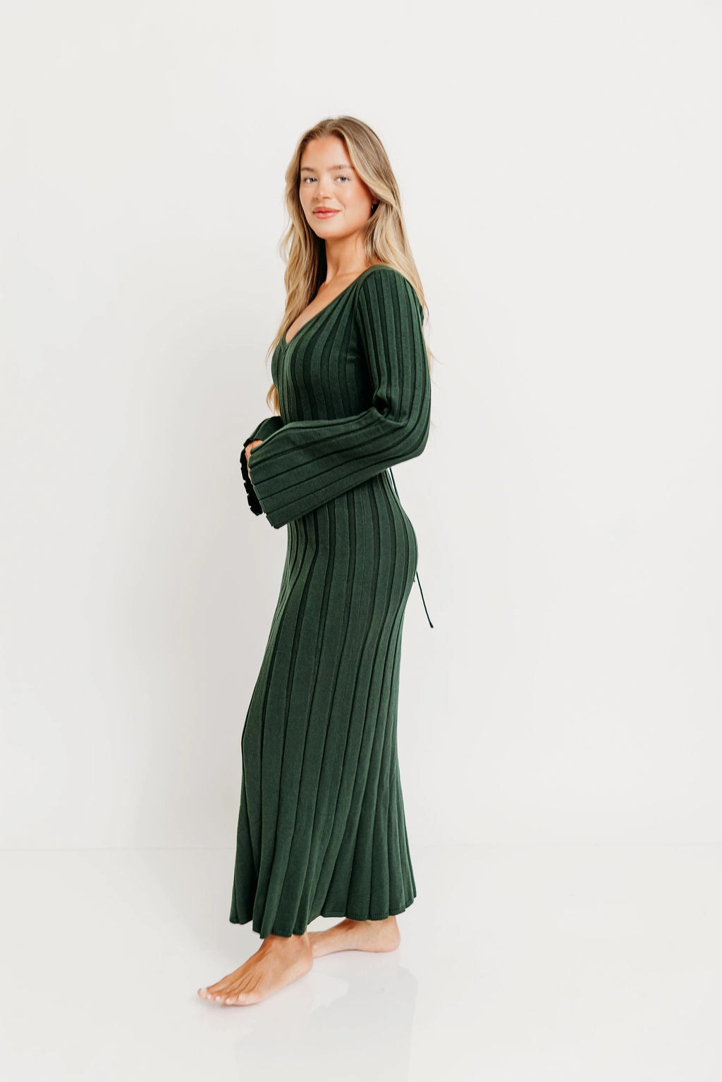 Hearth V-Neck Maxi Dress in Evergreen - Bump Friendly