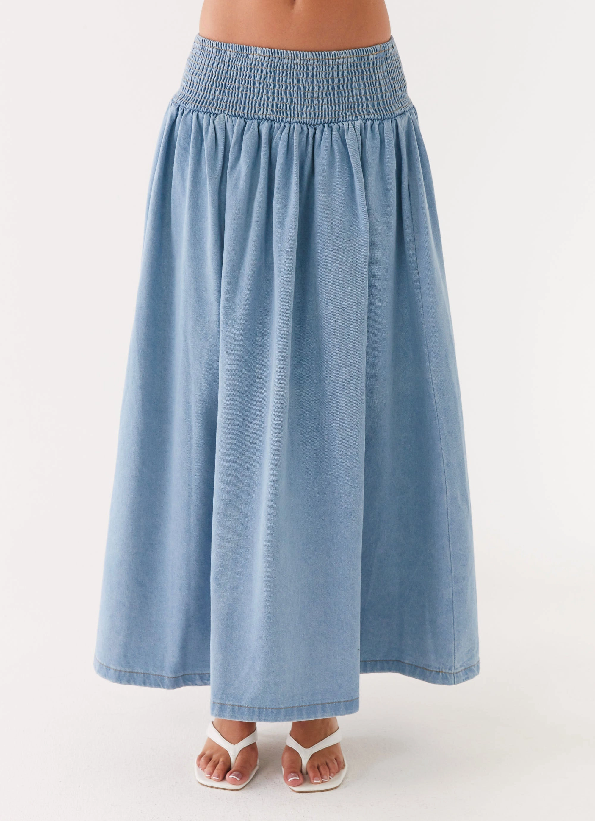 Heater Midi Skirt - Washed Blue