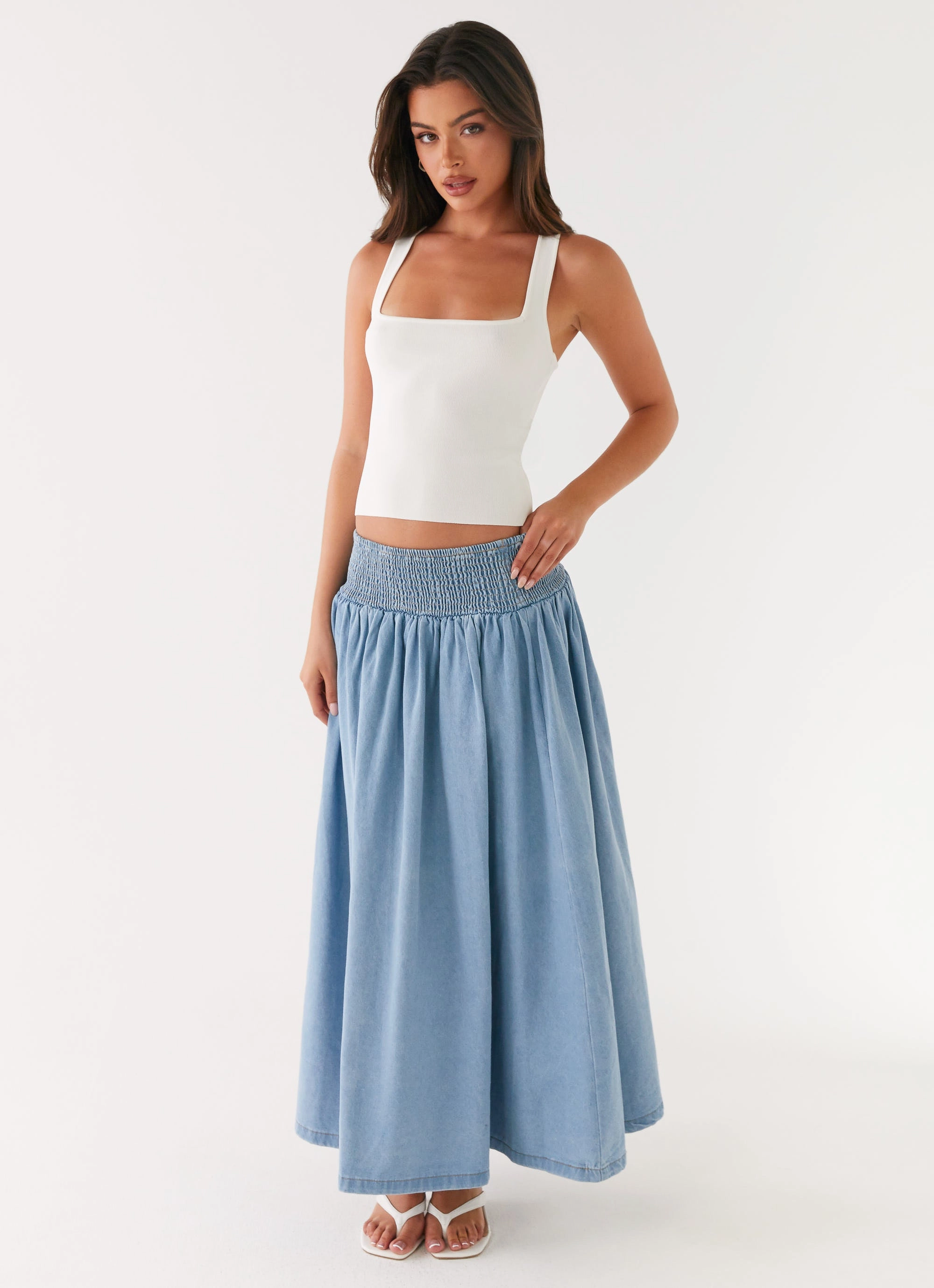 Heater Midi Skirt - Washed Blue