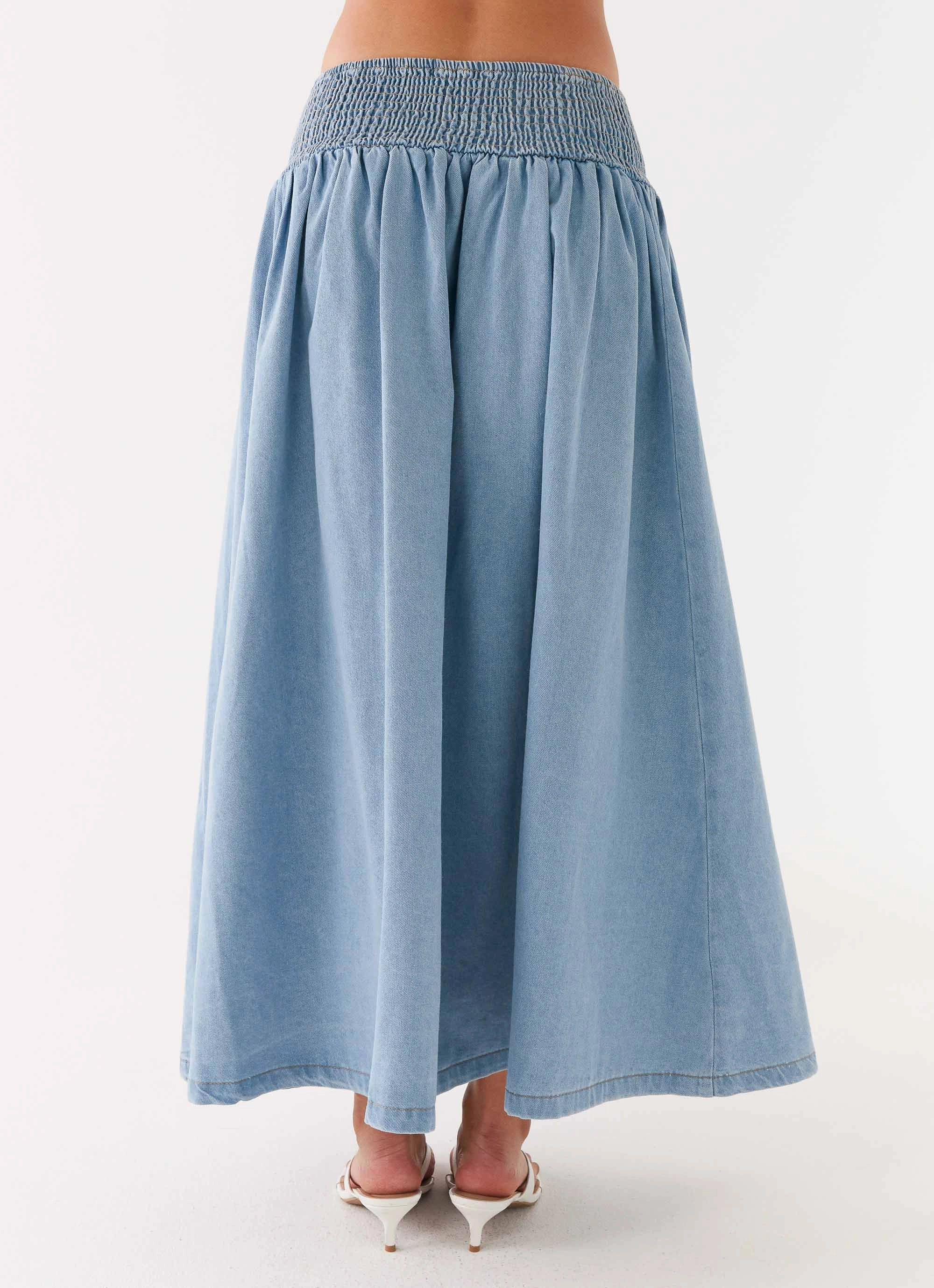 Heater Midi Skirt - Washed Blue