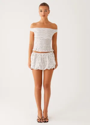 Heather Mini Skort - White Black Polka Dot Heather Mini Skort - White Black Polka Dot