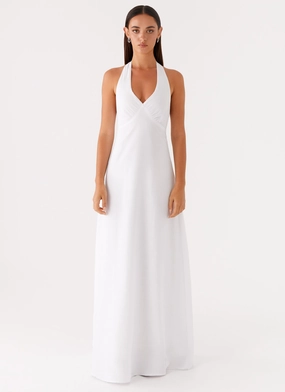 Heavy Hearted Linen Maxi Dress - White Heavy Hearted Linen Maxi Dress - White