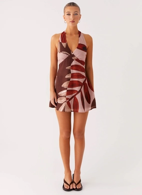 Heavy Hearted Linen Mini Dress - Cinnamon Palm Heavy Hearted Linen Mini Dress - Cinnamon Palm