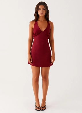 Heavy Hearted Mini Dress - Wine Heavy Hearted Mini Dress - Wine