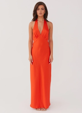 Heavy Hearted Satin Maxi Dress - Sunset Heavy Hearted Satin Maxi Dress - Sunset