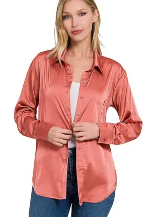 Heidi Satin Button Down Top