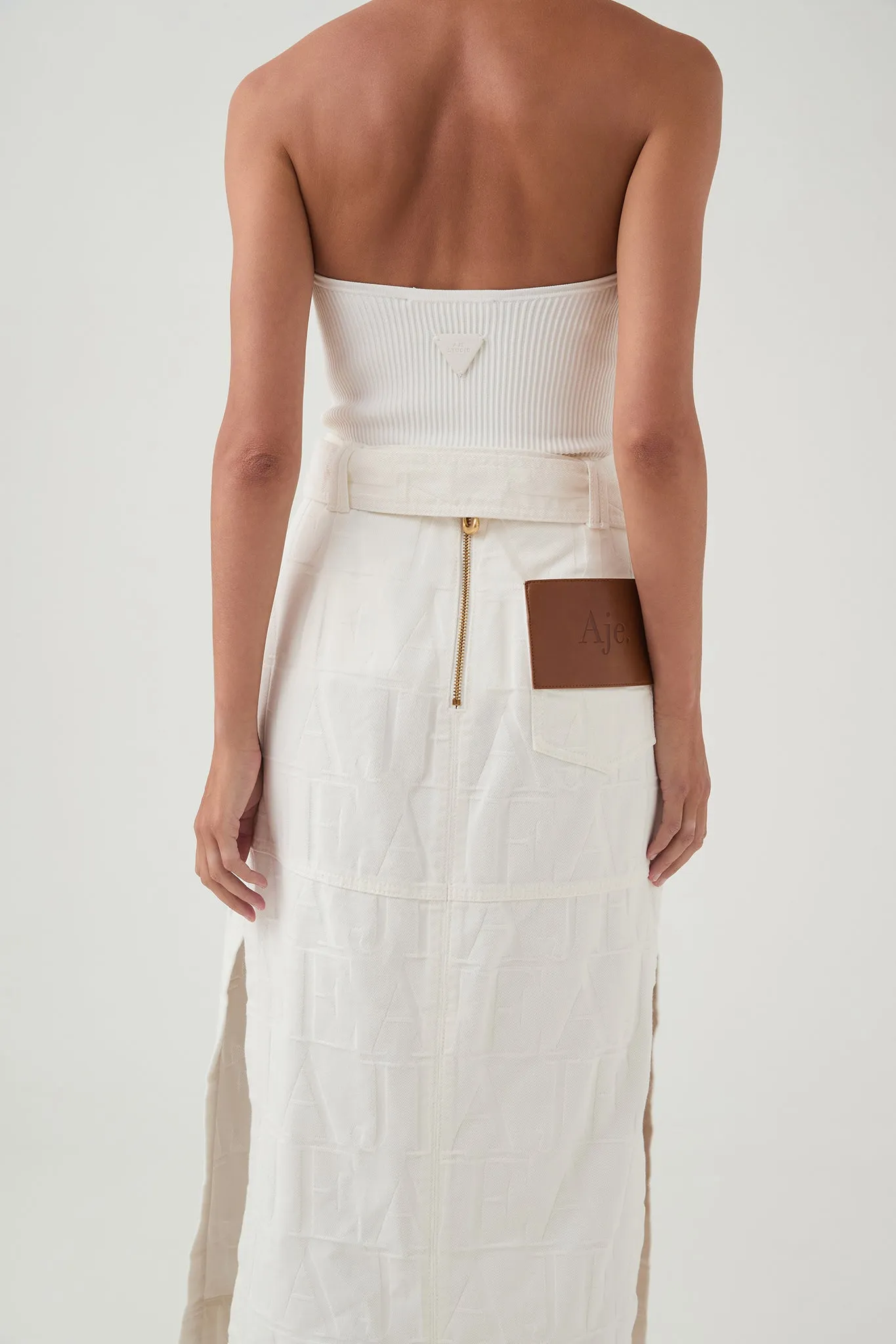 Helm Denim Midi Skirt