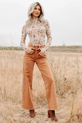 Henley Wide Leg Mica Denim Jeans (Cinnamon) Henley Wide Leg Mica Denim Jeans (Cinnamon)