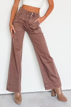 Henley Wide Leg Mica Denim Jeans (Cocoa) Henley Wide Leg Mica Denim Jeans (Cocoa)