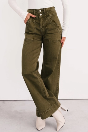 Henley Wide Leg Mica Denim Jeans (Fern Green) Henley Wide Leg Mica Denim Jeans (Fern Green)