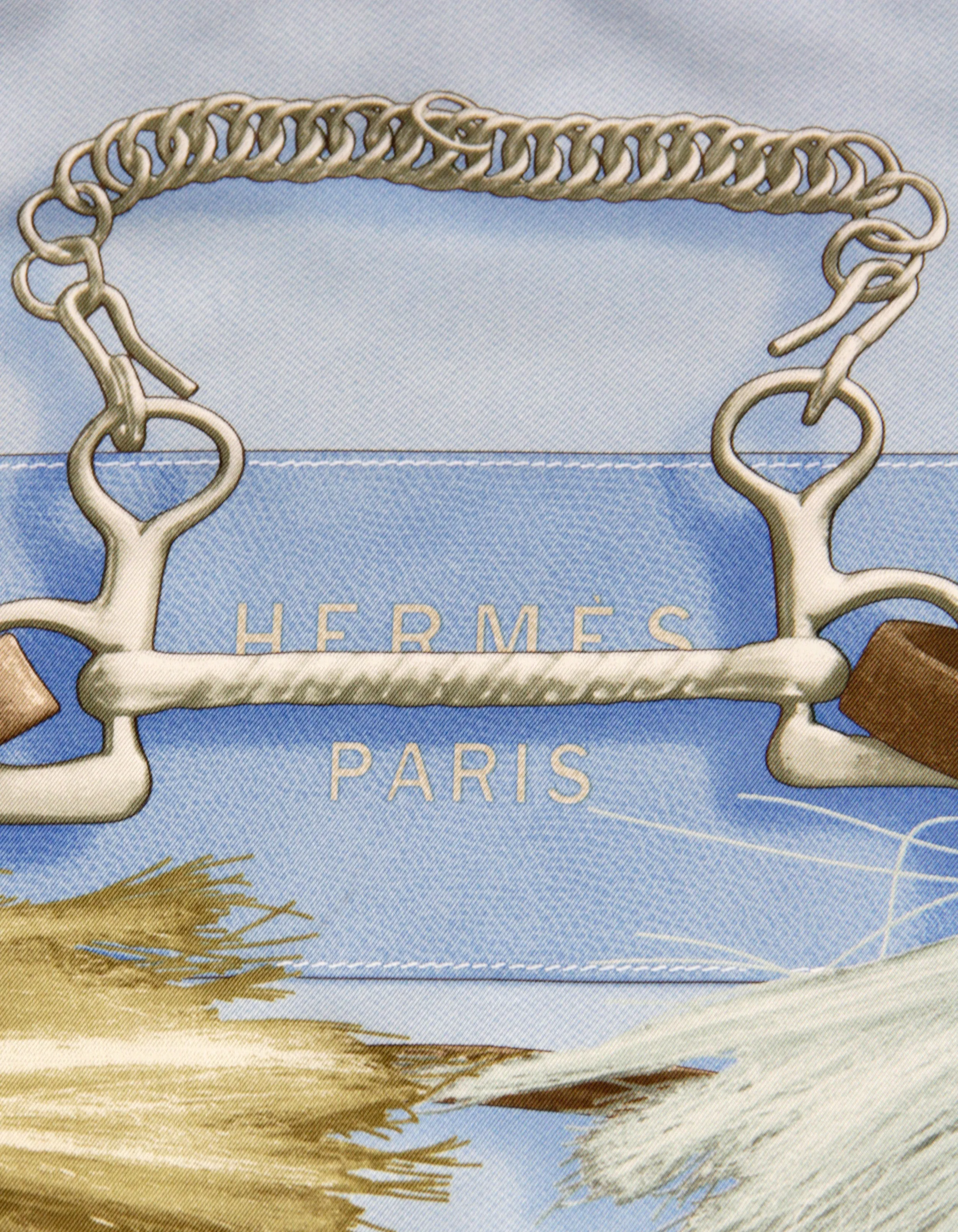 Hermes Blue Projets Carres 90cm Silk Scarf