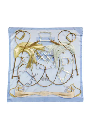 Hermes Blue Projets Carres 90cm Silk Scarf