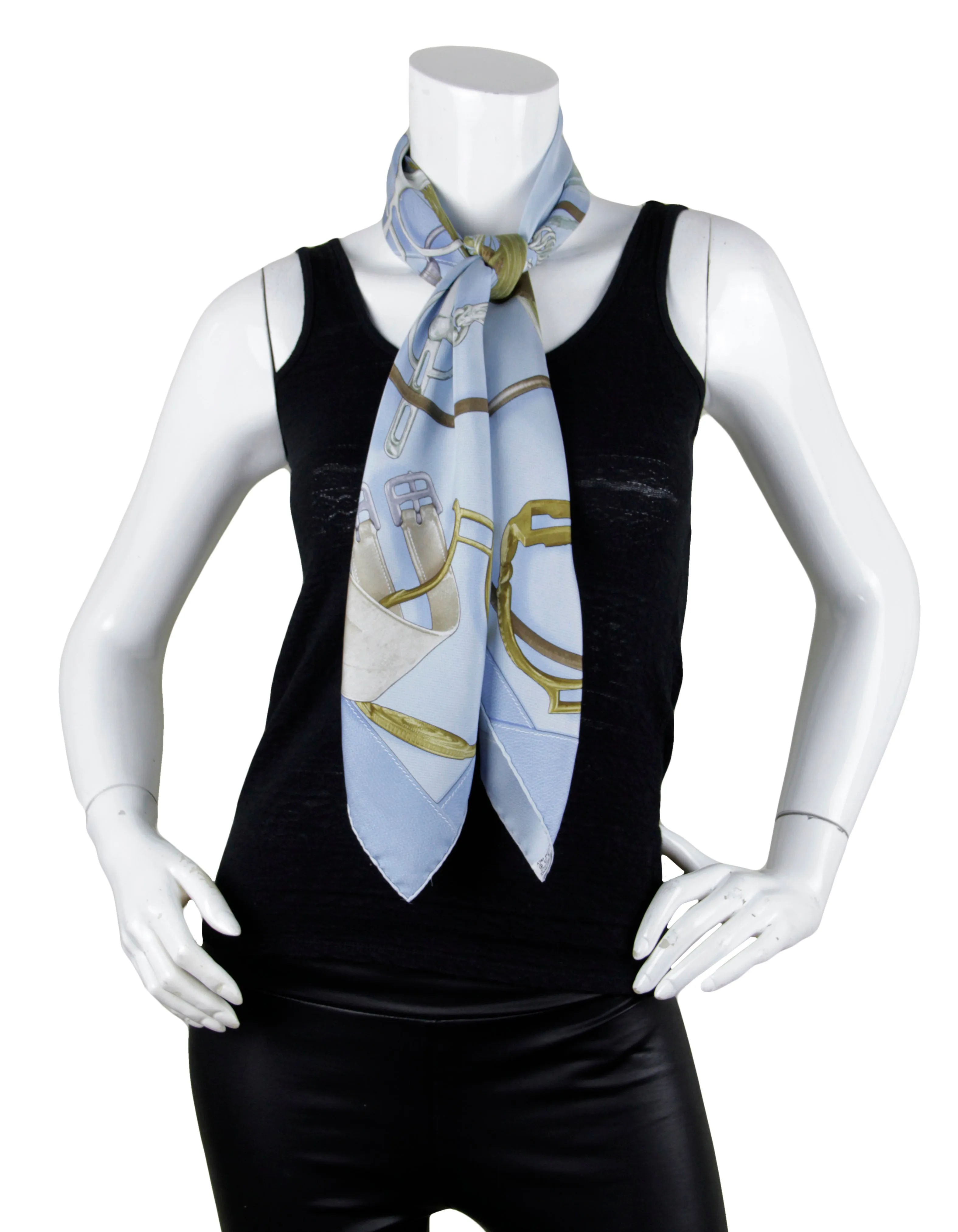 Hermes Blue Projets Carres 90cm Silk Scarf