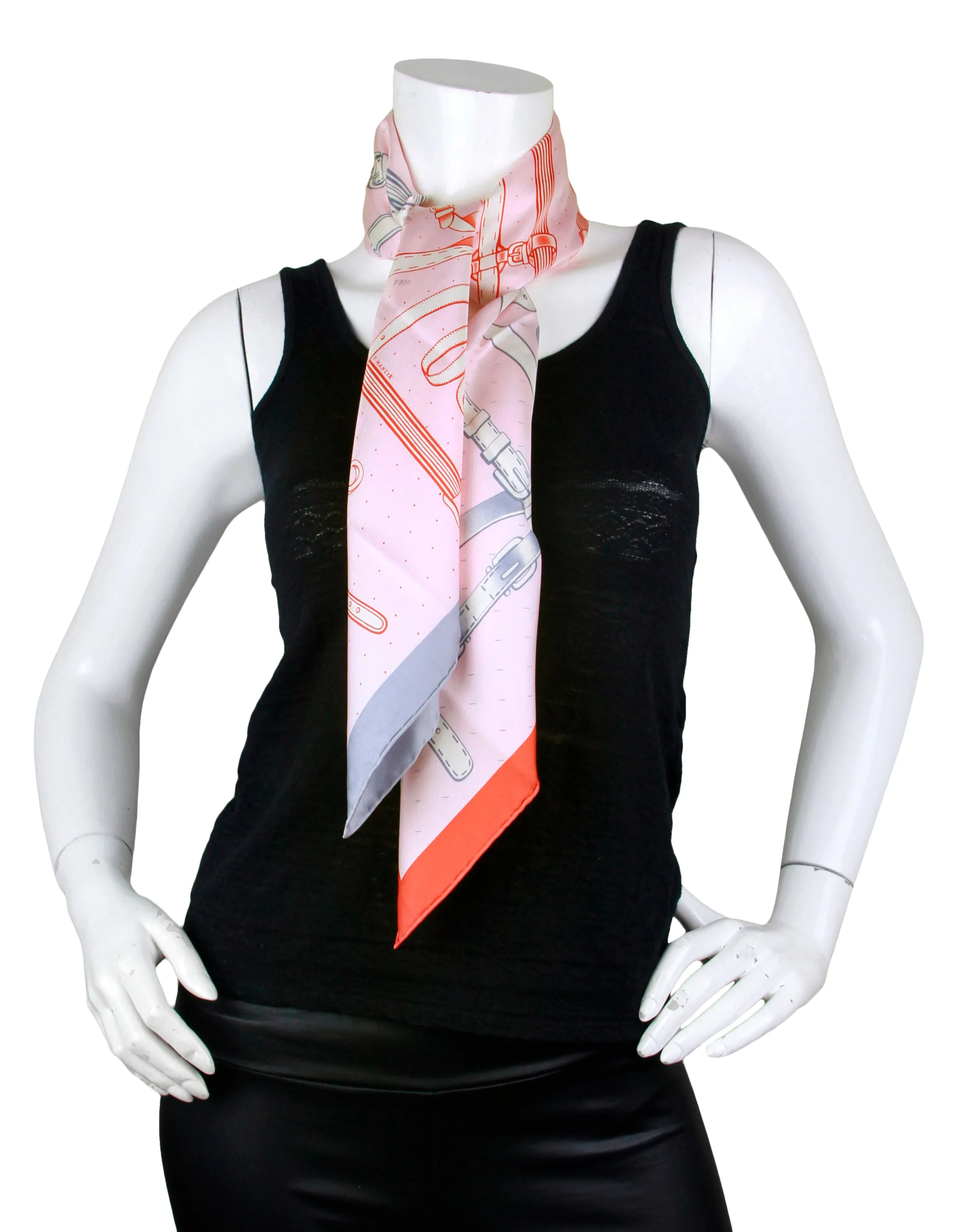 Hermes NEW Pink Harnais de Timon 90cm Silk Scarf
