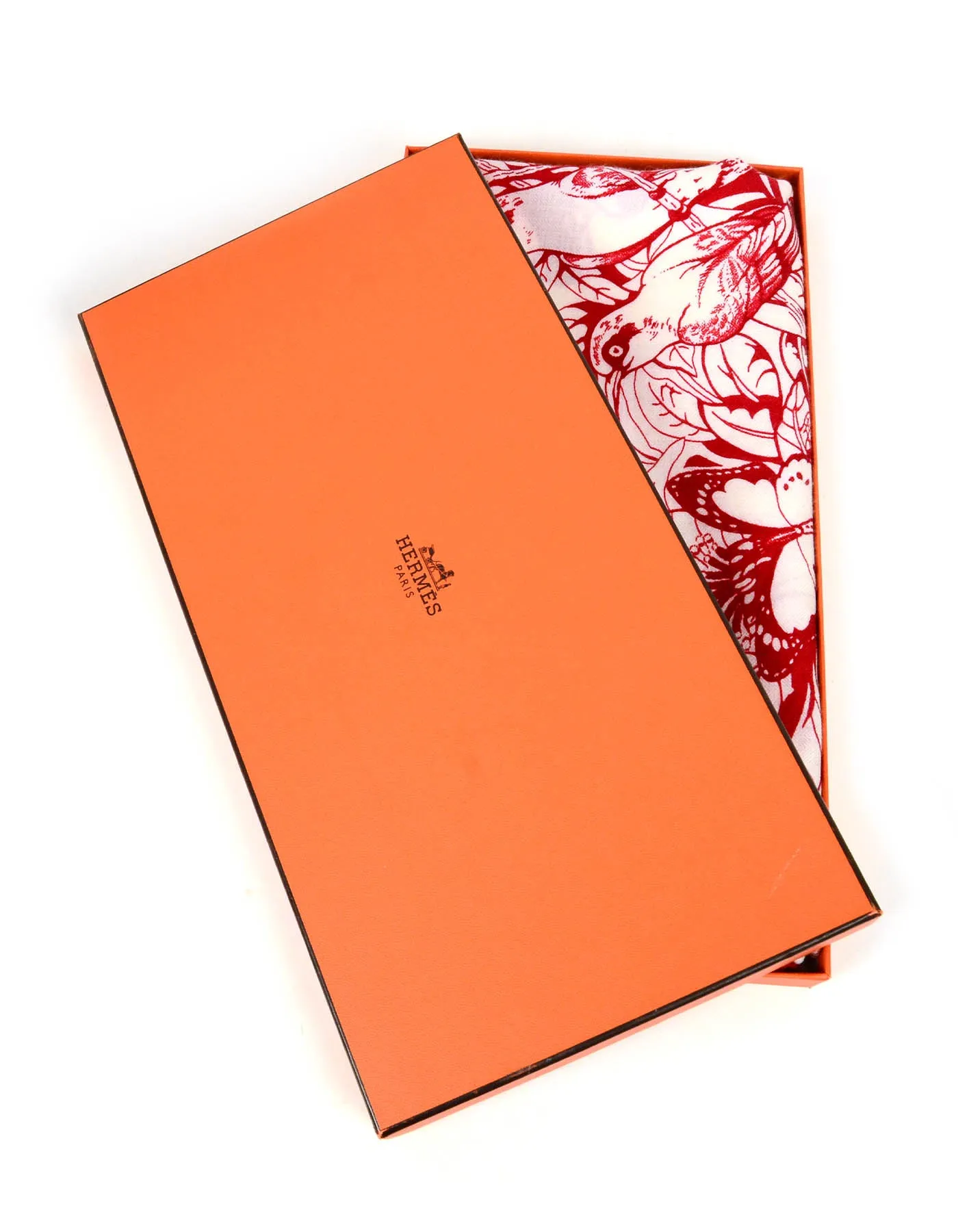 Hermes Red/White Jungle Love Tattoo 140cm Silk/Cashmere Shawl