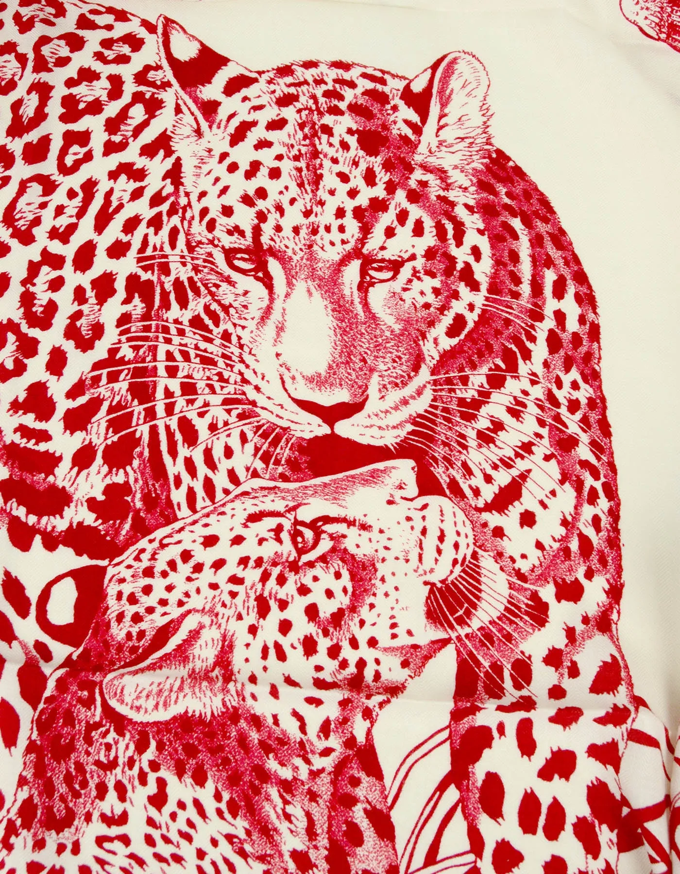Hermes Red/White Jungle Love Tattoo 140cm Silk/Cashmere Shawl