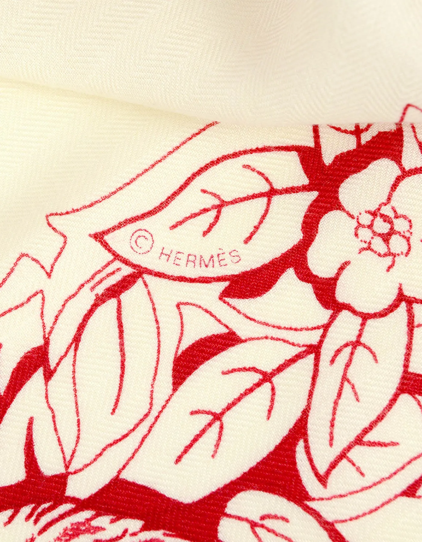 Hermes Red/White Jungle Love Tattoo 140cm Silk/Cashmere Shawl