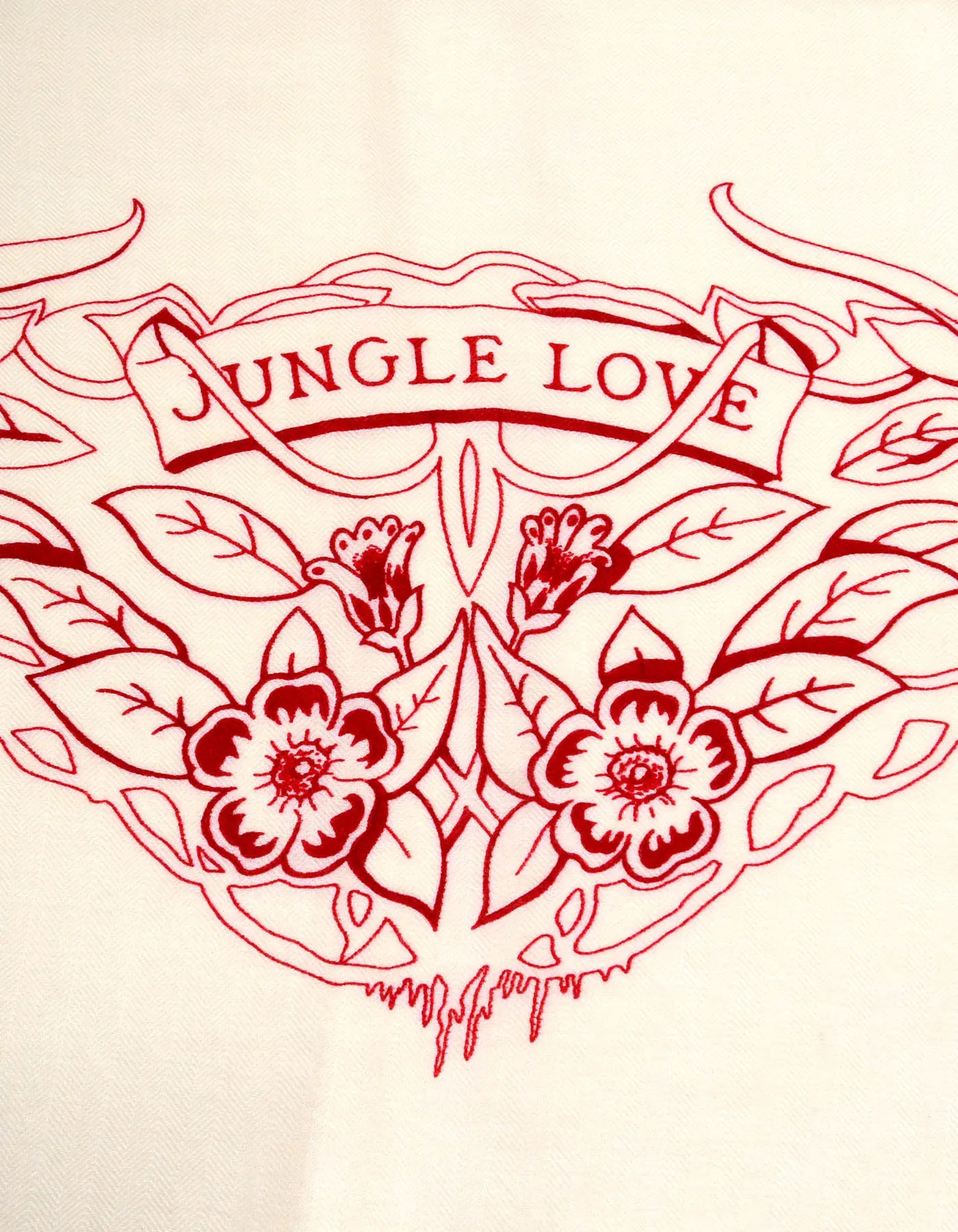 Hermes Red/White Jungle Love Tattoo 140cm Silk/Cashmere Shawl