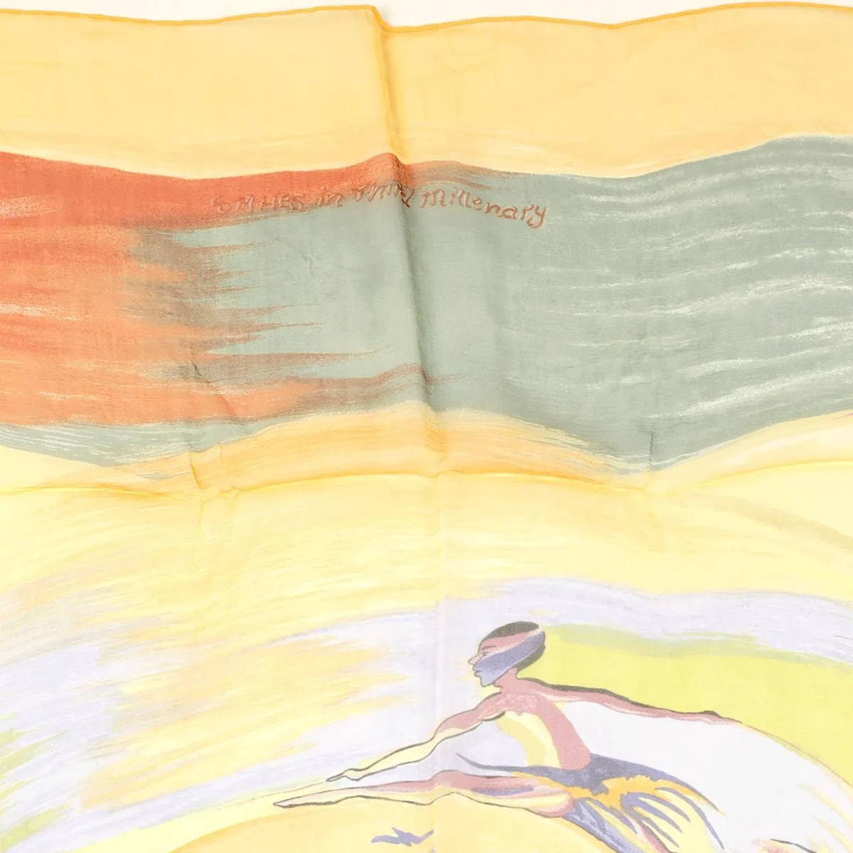 Hermes Scarf Mousseline "Smiles in the Third Millenary" by Sefedin Kwumi 90cm Silk