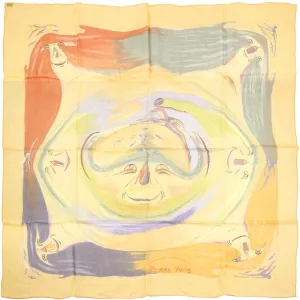Hermes Scarf Mousseline "Smiles in the Third Millenary" by Sefedin Kwumi 90cm Silk