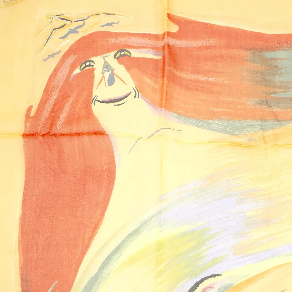 Hermes Scarf Mousseline "Smiles in the Third Millenary" by Sefedin Kwumi 90cm Silk