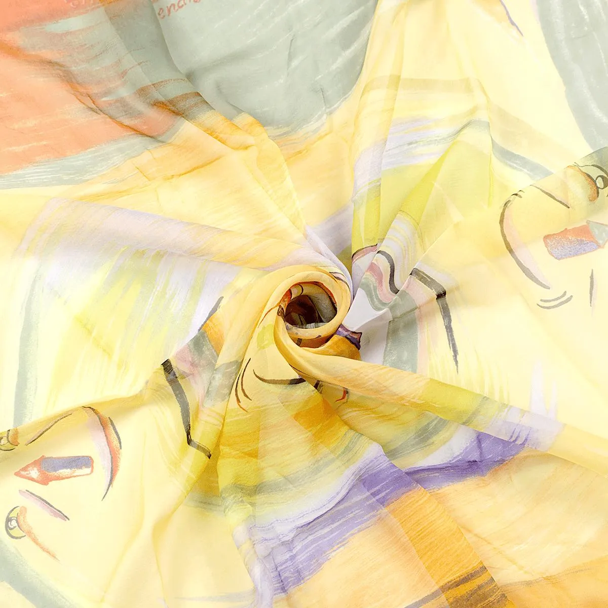 Hermes Scarf Mousseline "Smiles in the Third Millenary" by Sefedin Kwumi 90cm Silk