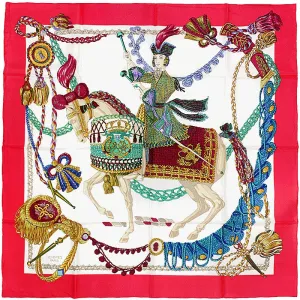 Hermes Scarf "La Timbalier" by  Francoise Heron Vintage 90cm Silk