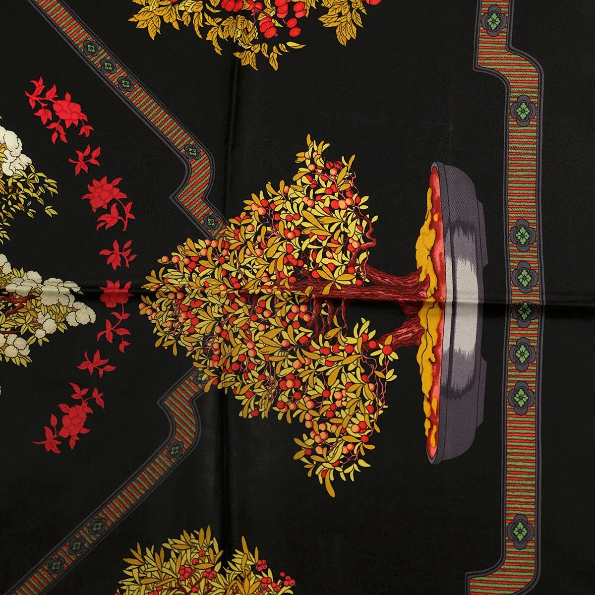 Hermes Scarf "Les Beaux Jours de Bonsai" by Catherine Baschet 90cm Silk