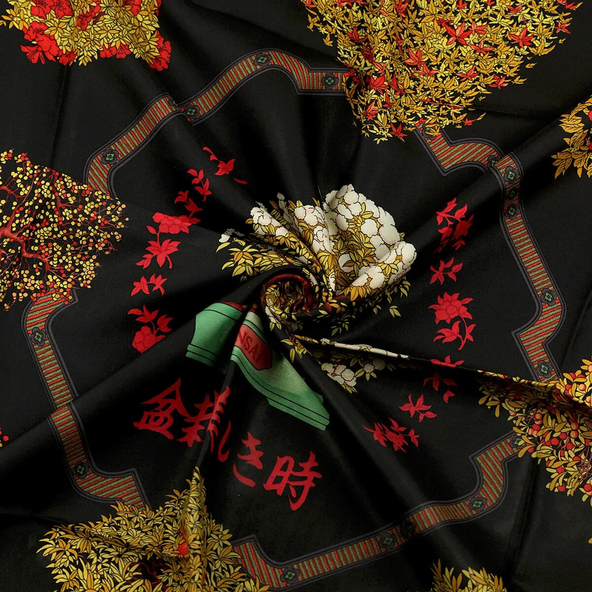 Hermes Scarf "Les Beaux Jours de Bonsai" by Catherine Baschet 90cm Silk