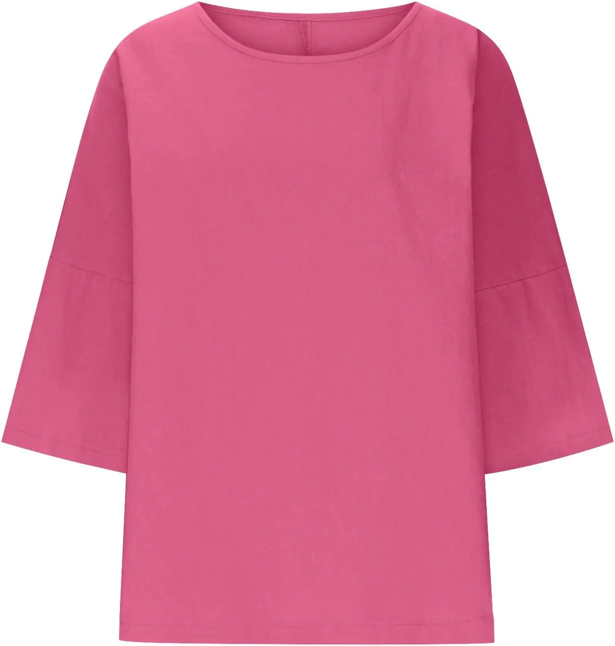 HGps8w Minimalist Linen Shirts for Women 2025 Summer Tops Solid Color Casual 3/4 Sleeve Tees Loose Crew Neck Tunic Blouse