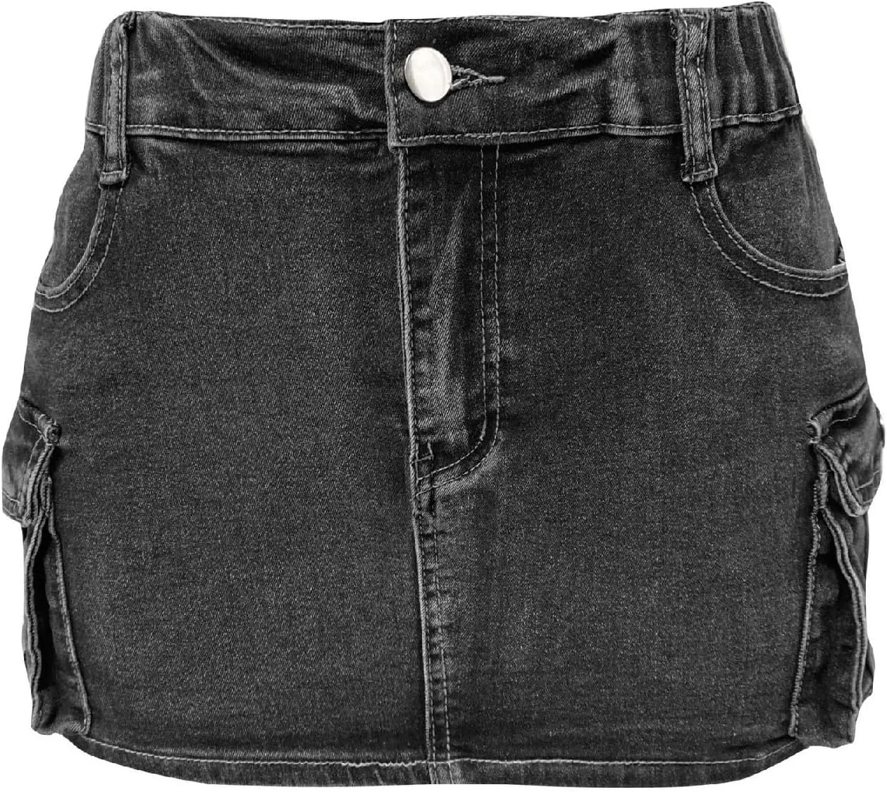 High Stretchy Cargo Skirt for Women Low Waist High Waisted Y2k Mini Jean Skirts Cute Denim Skirt with Pockets