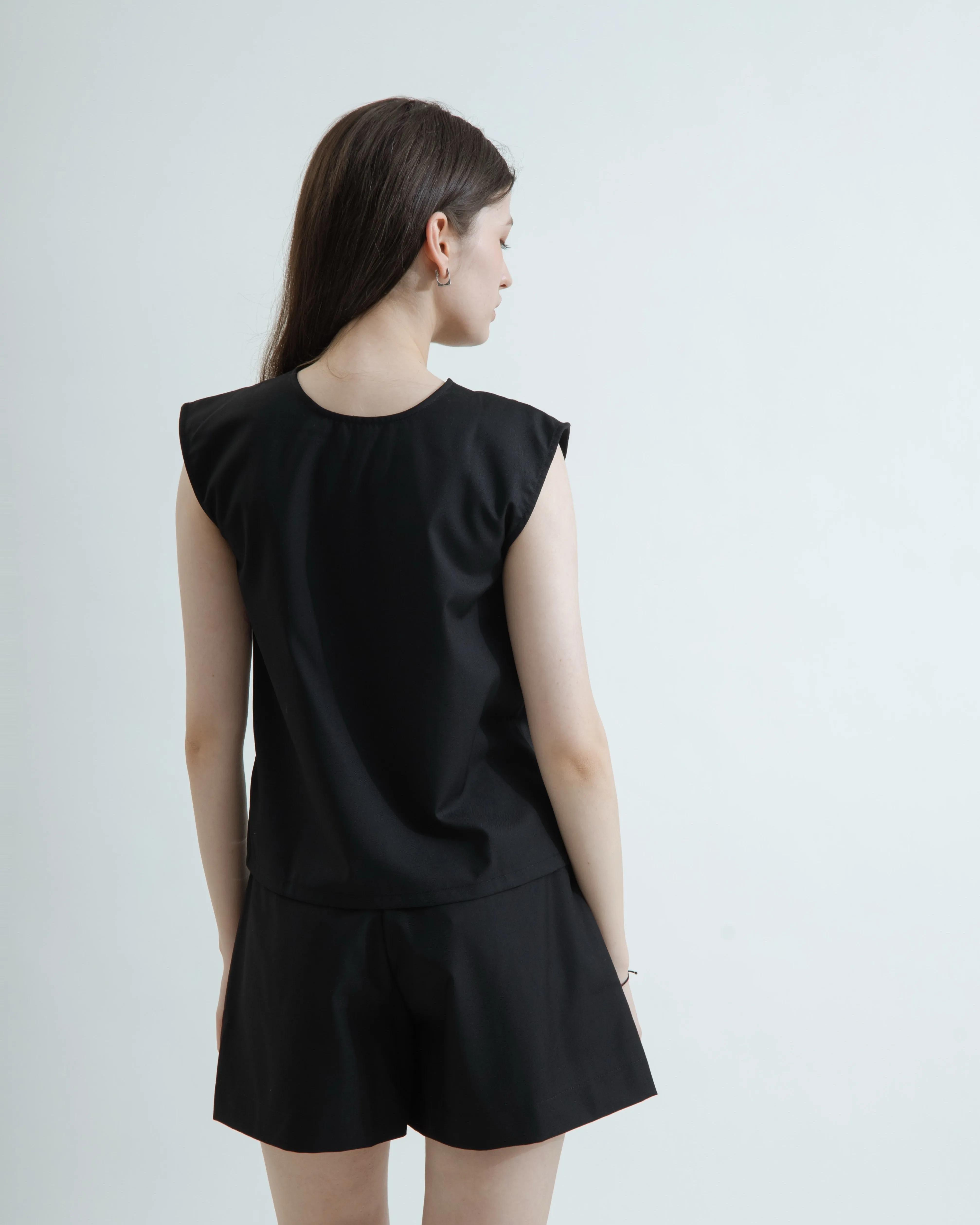 High Waist Elastic Tailored Shorts (Black)
