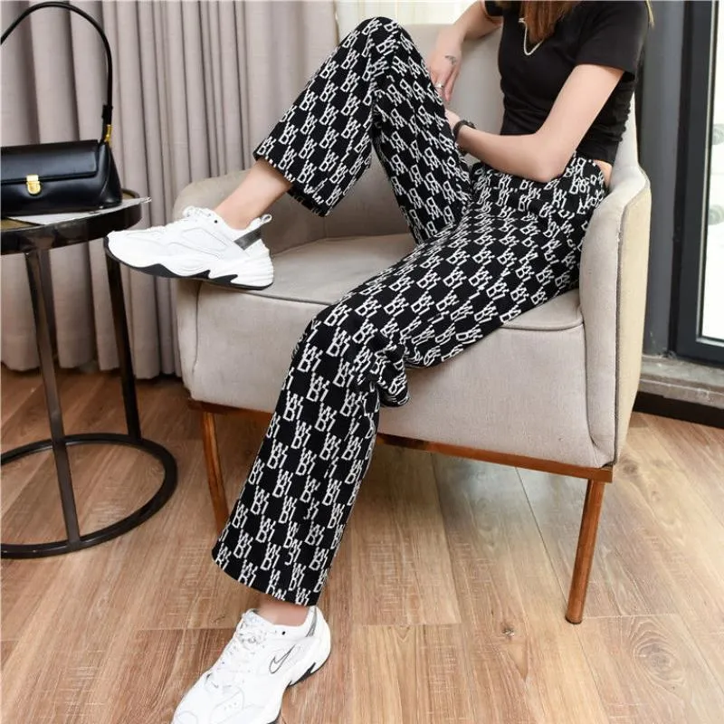 High Waist Wide Leg Pants Women Drape Floor Length Long Summer Slim-Look Straight Thin Casual Pants