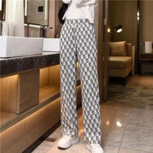 High Waist Wide Leg Pants Women Drape Floor Length Long Summer Slim-Look Straight Thin Casual Pants
