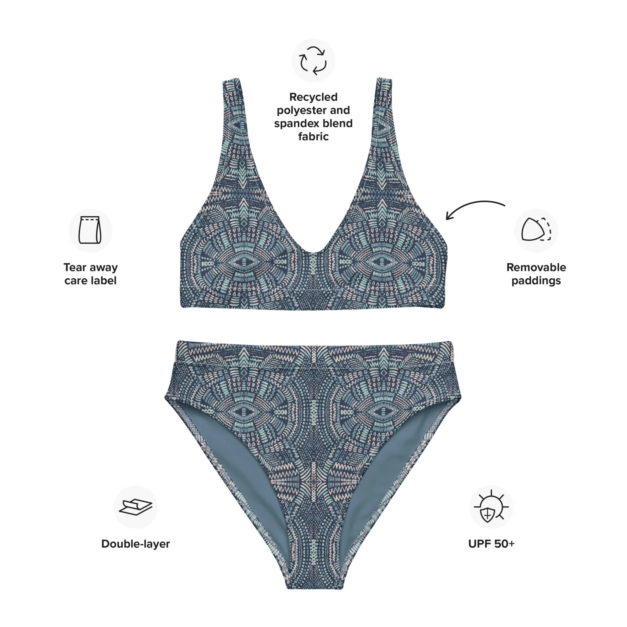 High Waisted Bikini Womens (Glamourange Luxury Bikini High Waisted - 0060 Patterns Model)