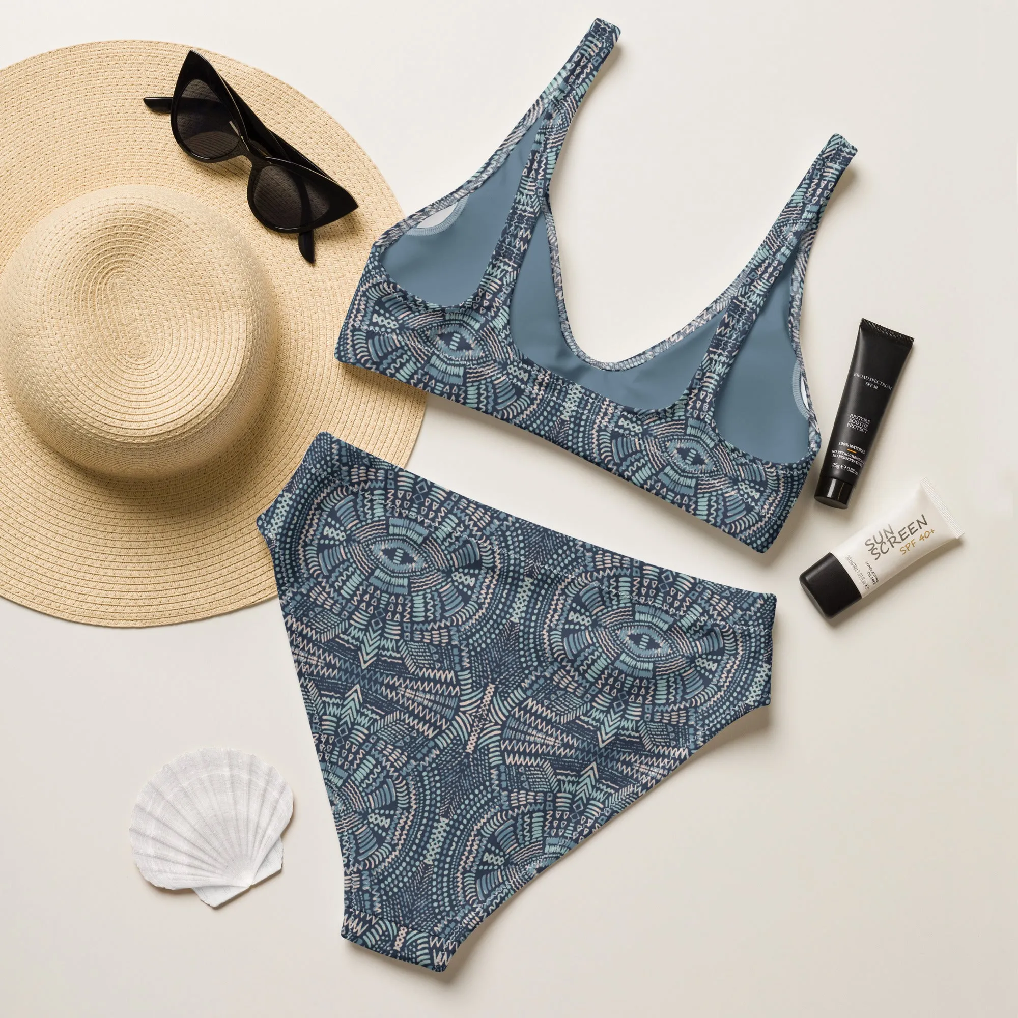 High Waisted Bikini Womens (Glamourange Luxury Bikini High Waisted - 0060 Patterns Model)
