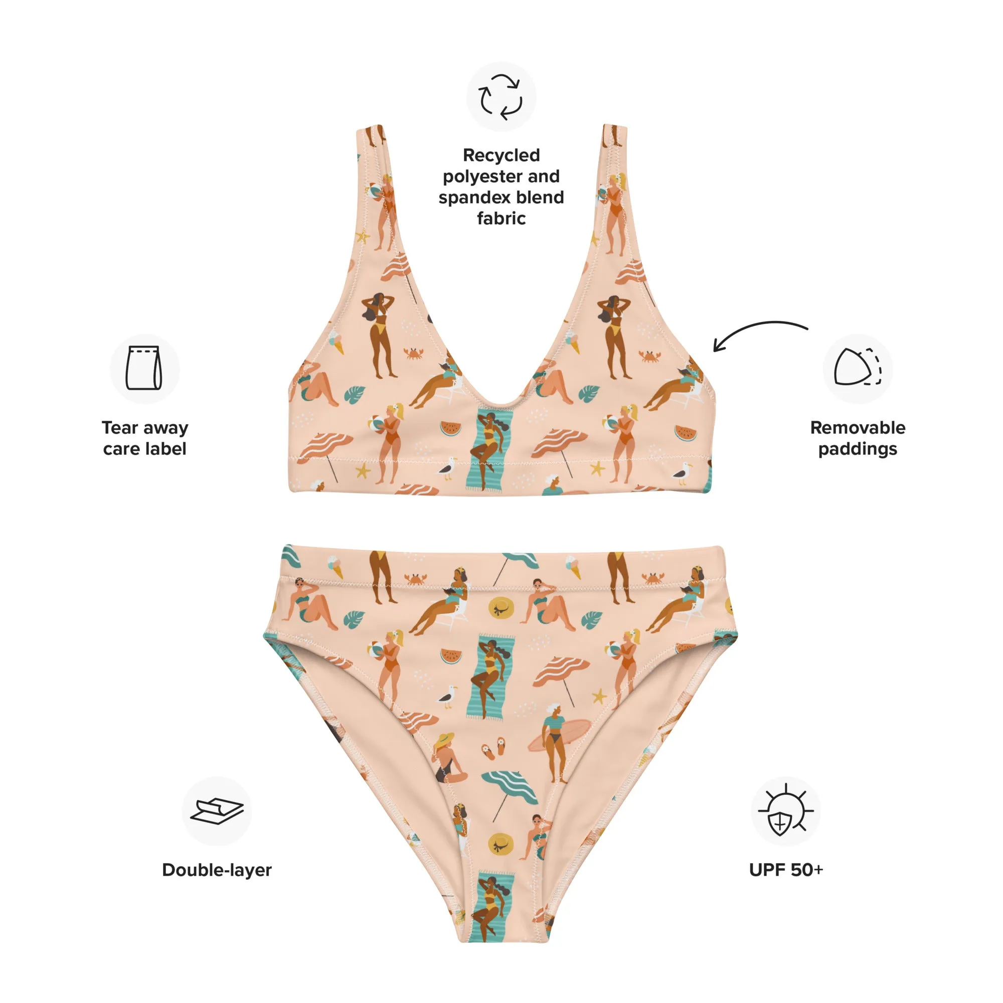 High Waisted Bikini Womens (Glamourange Luxury Bikini High Waisted - 0061 Patterns Model)