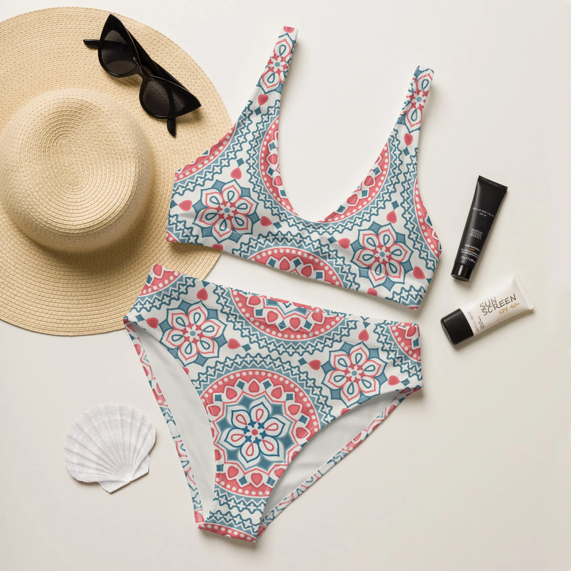High Waisted Bikini Womens (Glamourange Luxury Bikini High Waisted - 0089 Patterns Model)