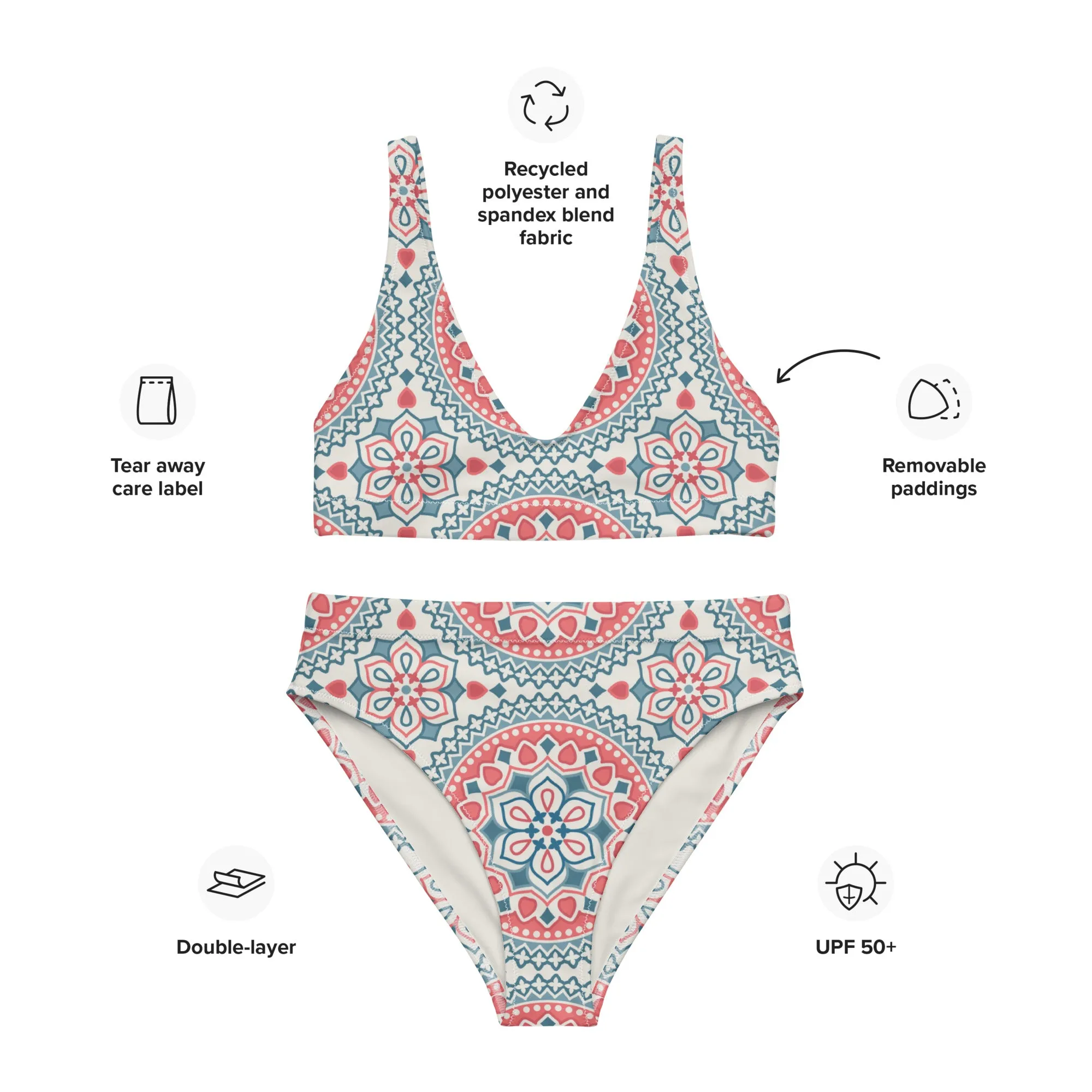 High Waisted Bikini Womens (Glamourange Luxury Bikini High Waisted - 0089 Patterns Model)