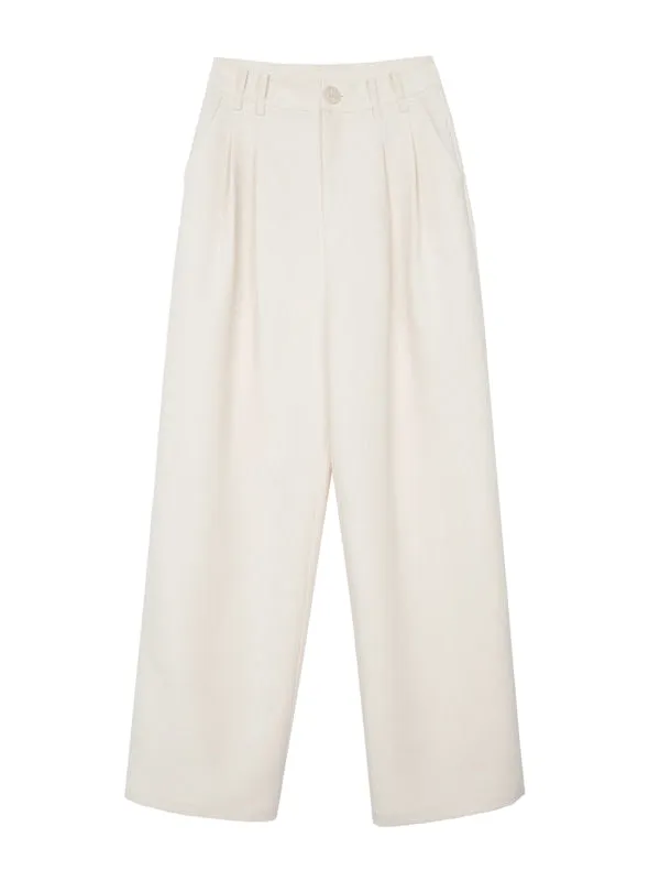 High-waisted Loose Straight Trousers