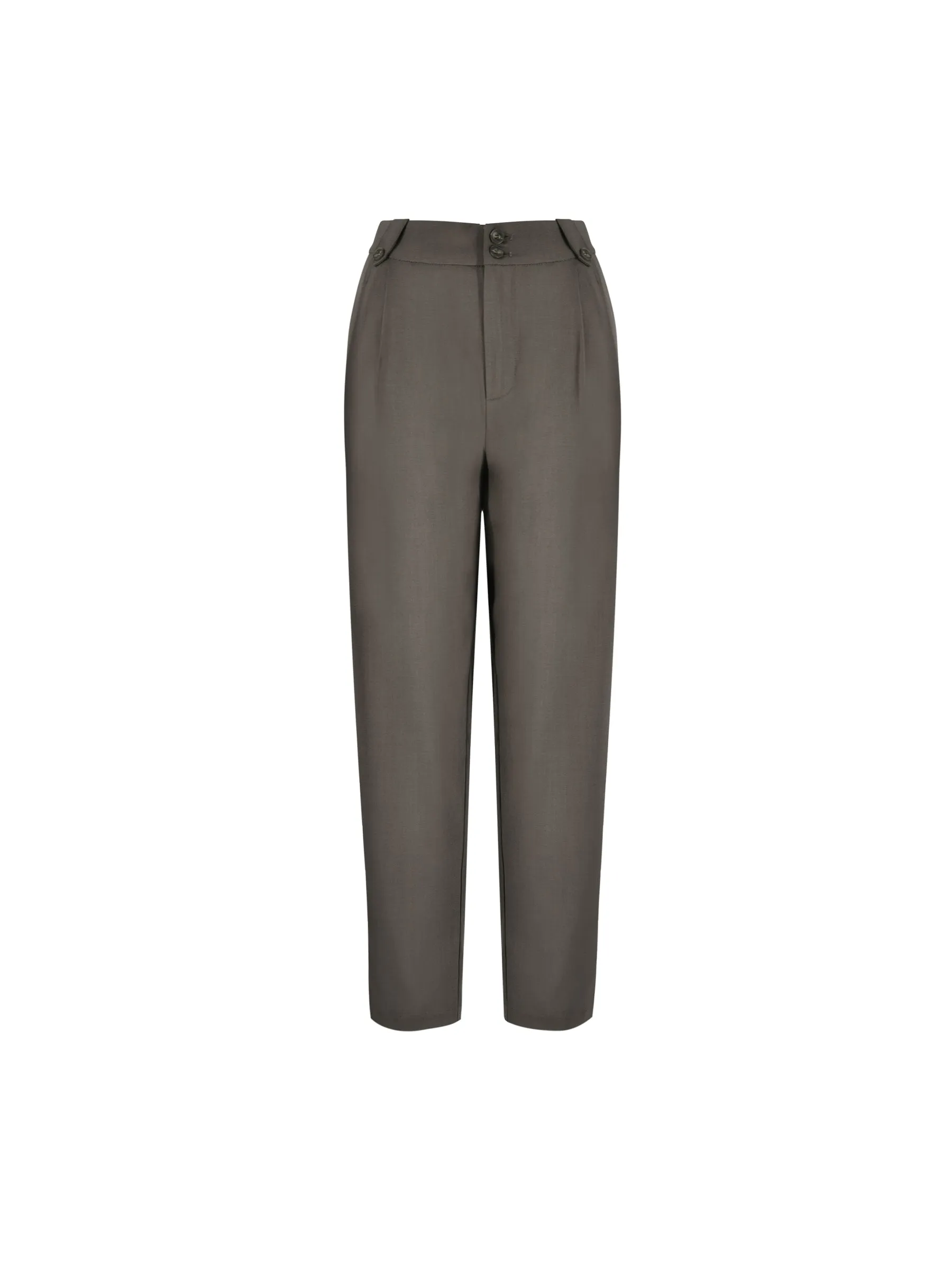 High-Waisted Straight Slim Tailored Trousers