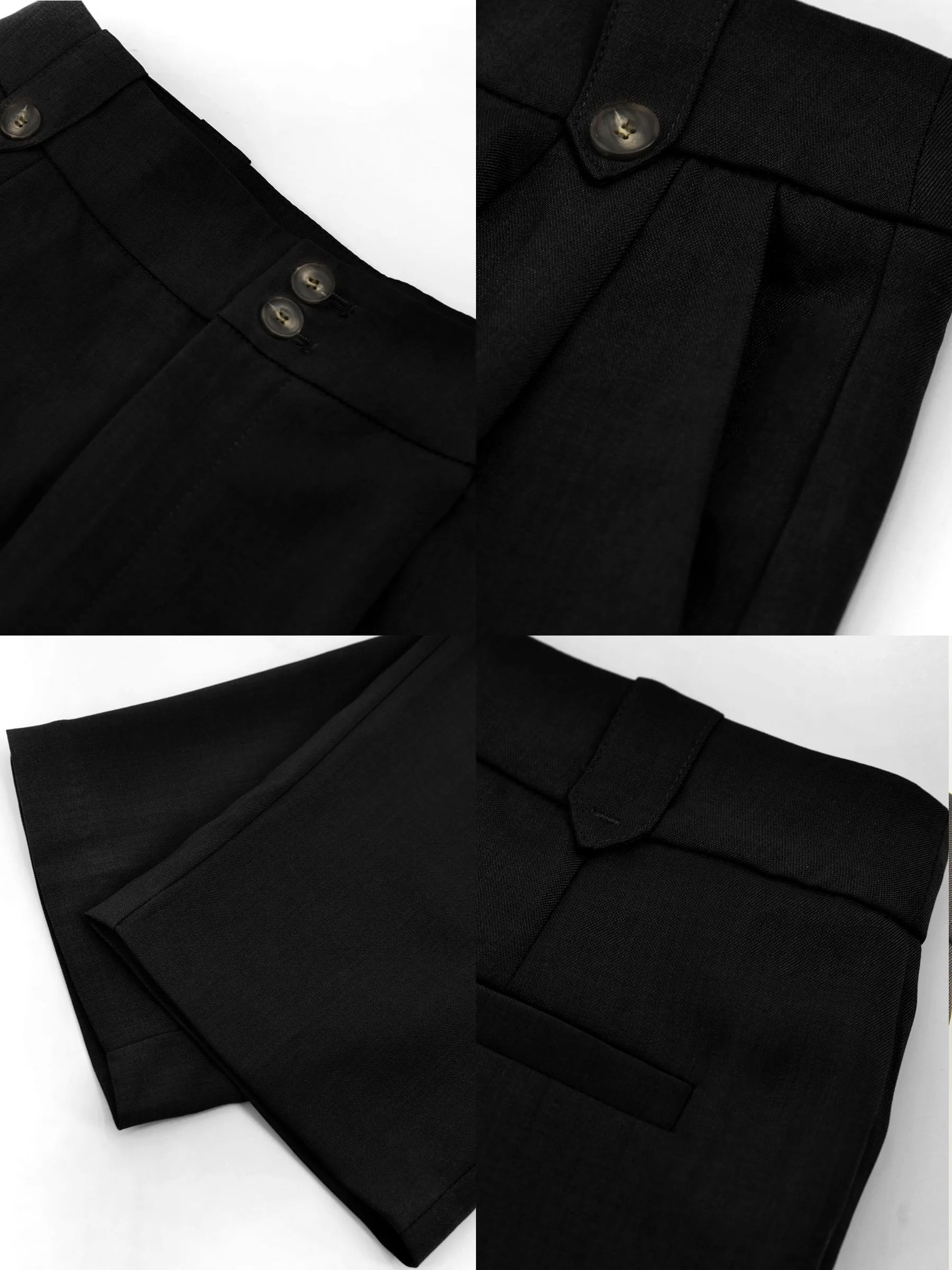 High-Waisted Straight Slim Tailored Trousers
