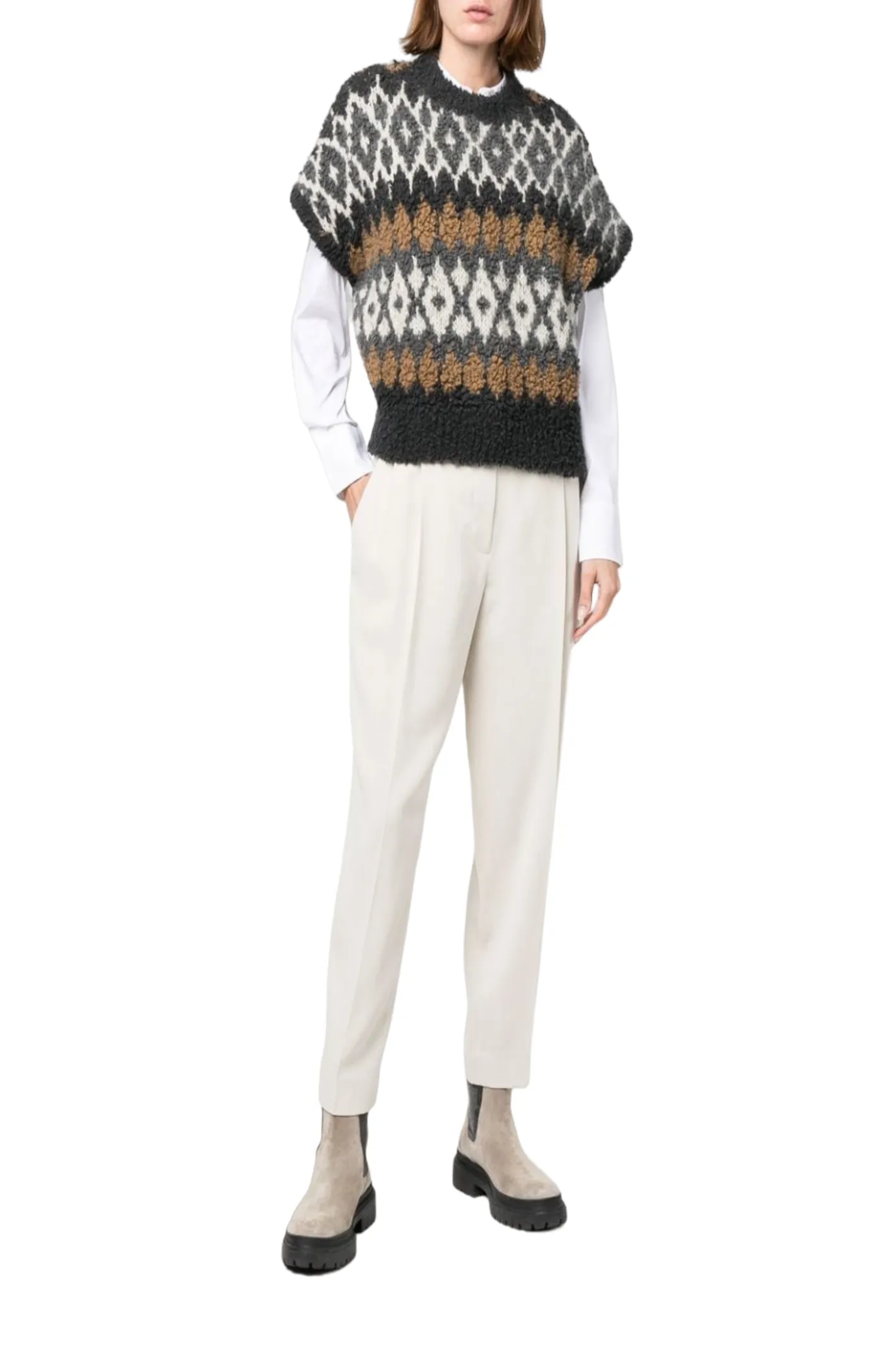 High-waisted tailored trousers
