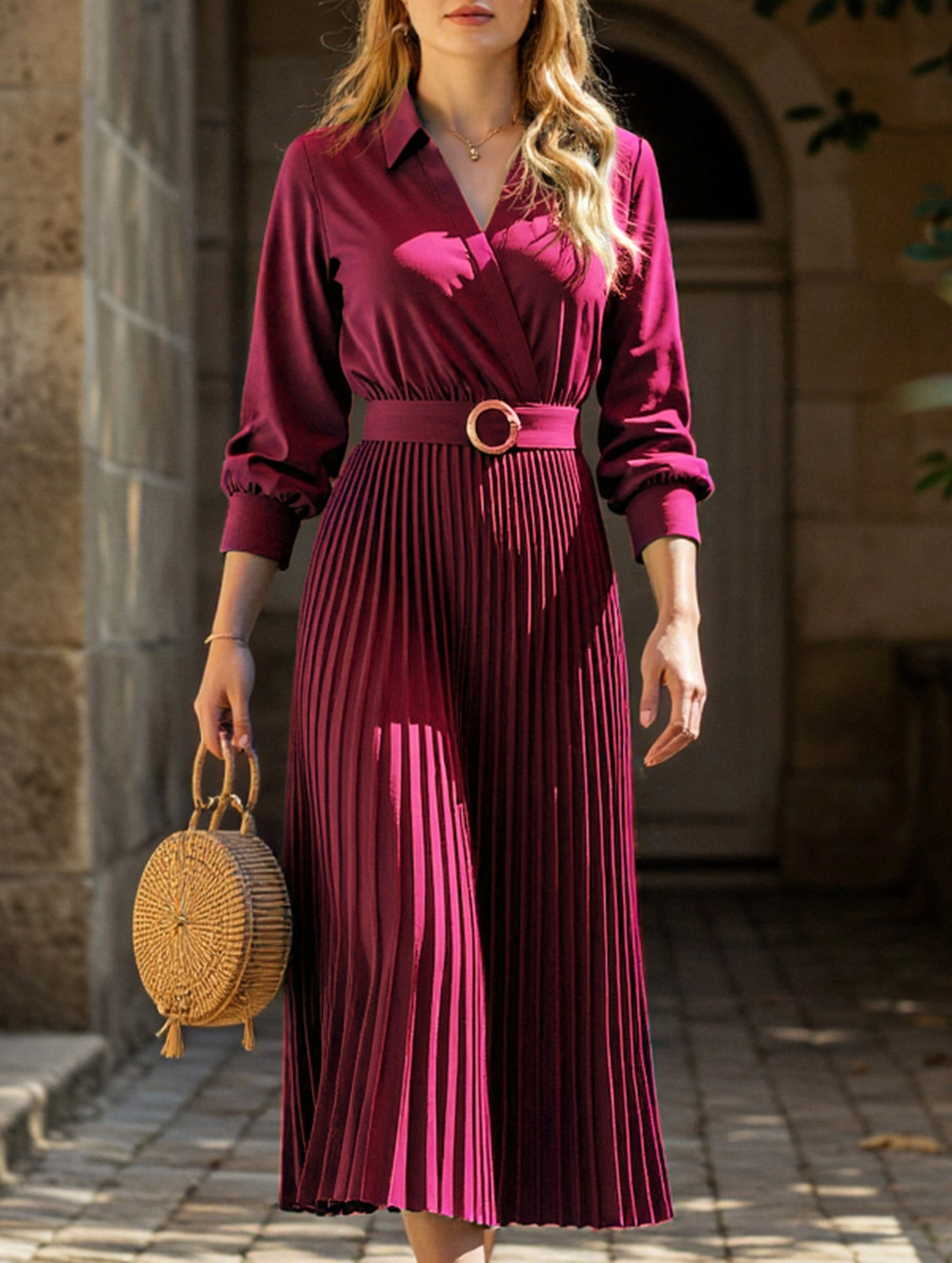 High-end plain color dress