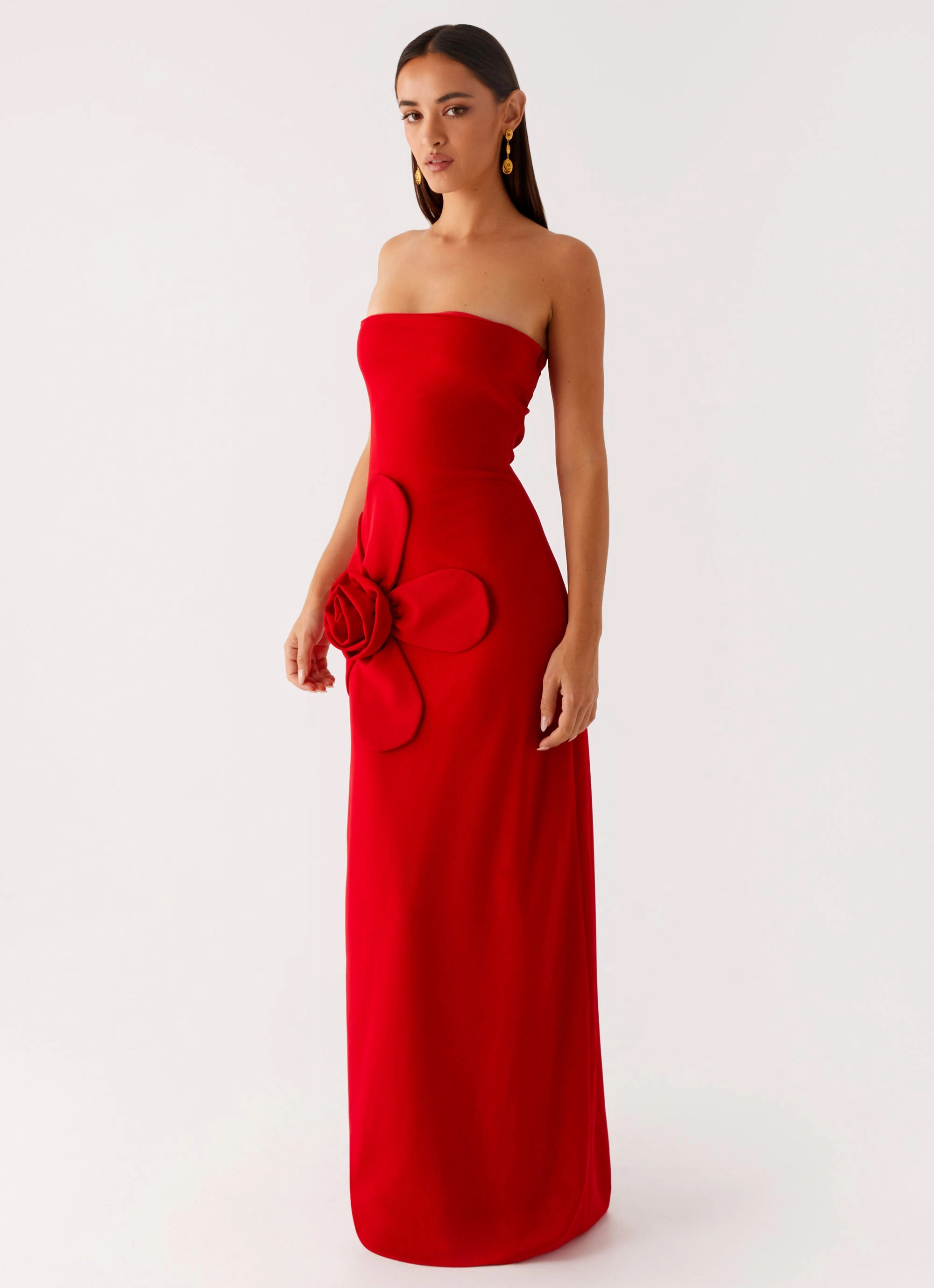 Hilton Strapless Maxi Dress - Red