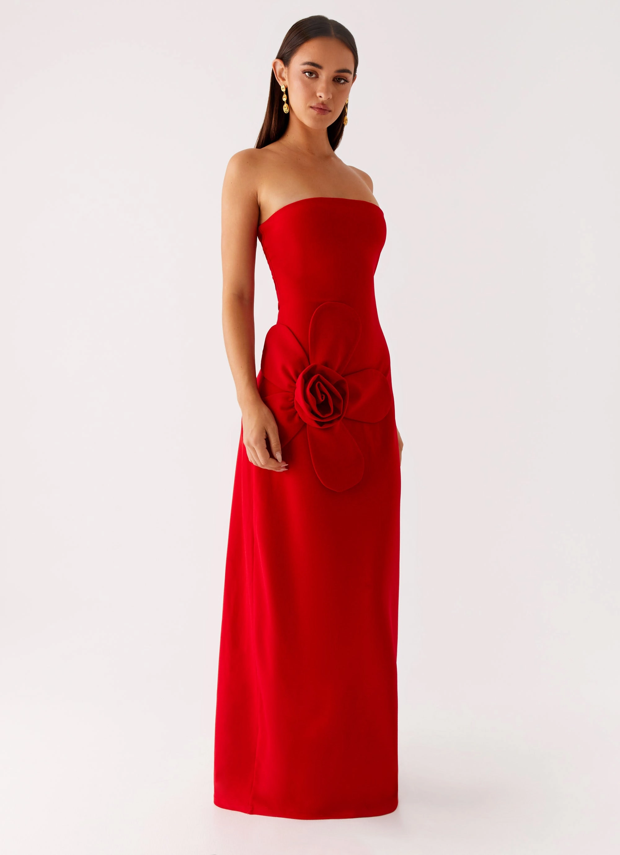 Hilton Strapless Maxi Dress - Red