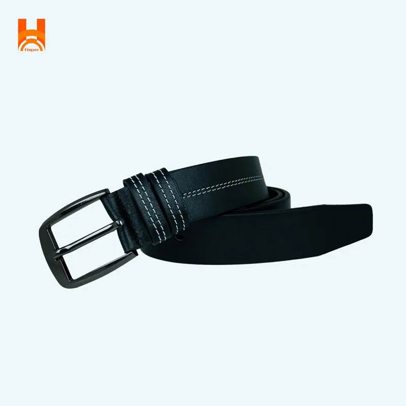 Hingare Men's Double Stitching Leather Belt 100% Genuine Leather Belts (Enclosed in Gift Box)