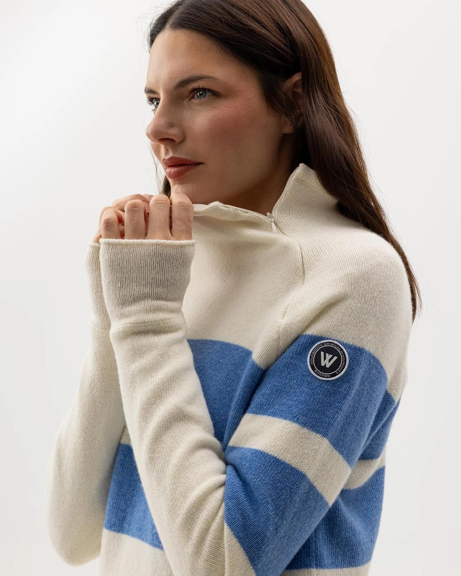 Holebrook Martina Windproof Sweater Off White/Oxford Blue