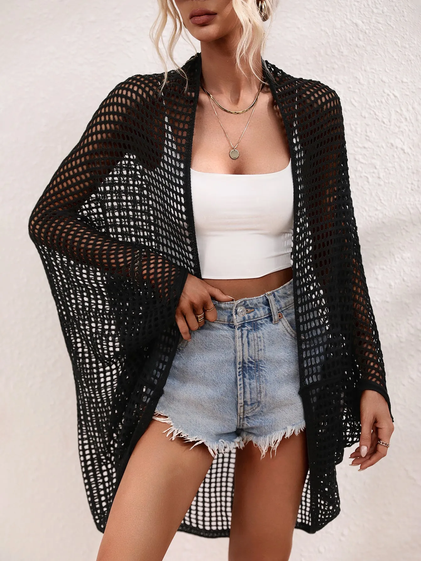 Hollow Beach Seaside Knitted Cover Up