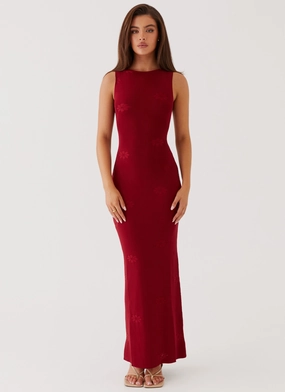 Holly Knit Maxi Dress - Red Holly Knit Maxi Dress - Red